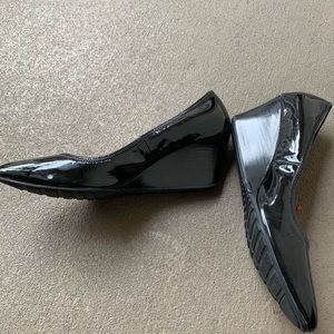 Cole Haan Grand OS Black Patent Wedge Ballet Flat